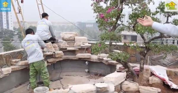 Kỹ Thuật Mài Đá Cổ Thạch Xây Hồ Cá Koi